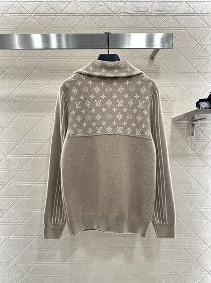 Collar Splicing Jacquard Knitted Top