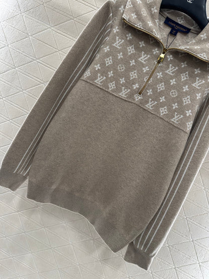 Collar Splicing Jacquard Knitted Top