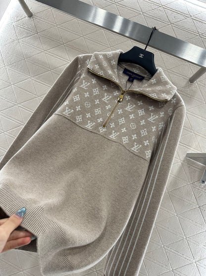 Collar Splicing Jacquard Knitted Top