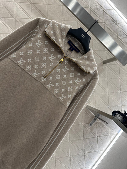 Collar Splicing Jacquard Knitted Top