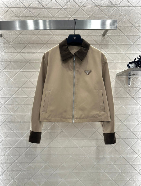 Corduroy collar contrasting jacket jacket