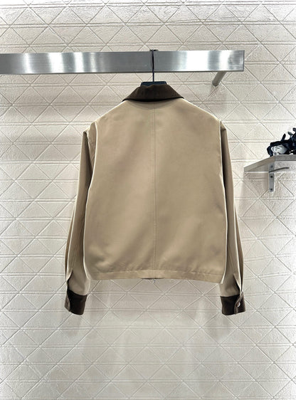 Corduroy collar contrasting jacket jacket