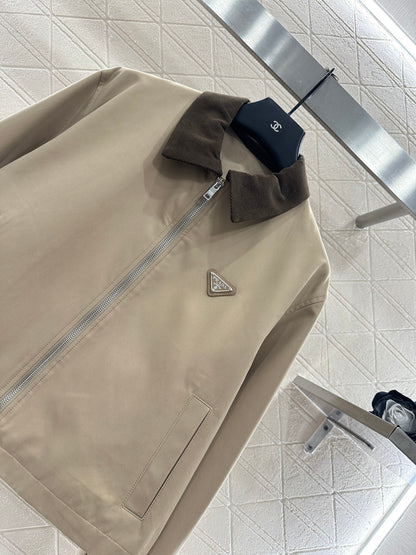 Corduroy collar contrasting jacket jacket