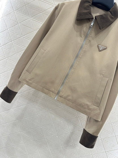 Corduroy collar contrasting jacket jacket