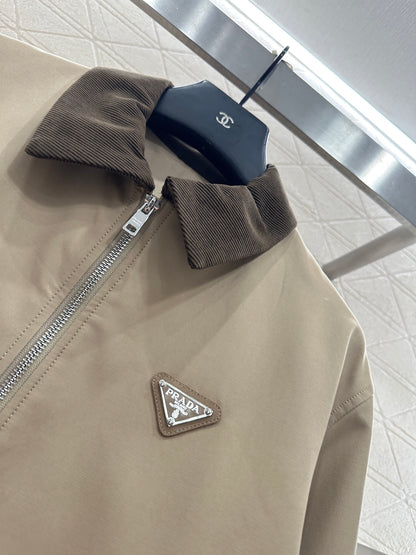 Corduroy collar contrasting jacket jacket