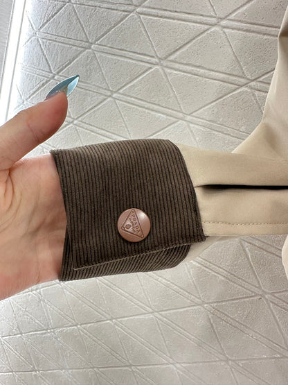 Corduroy collar contrasting jacket jacket
