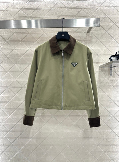 Corduroy collar contrasting jacket jacket