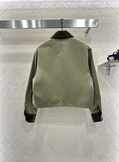 Corduroy collar contrasting jacket jacket