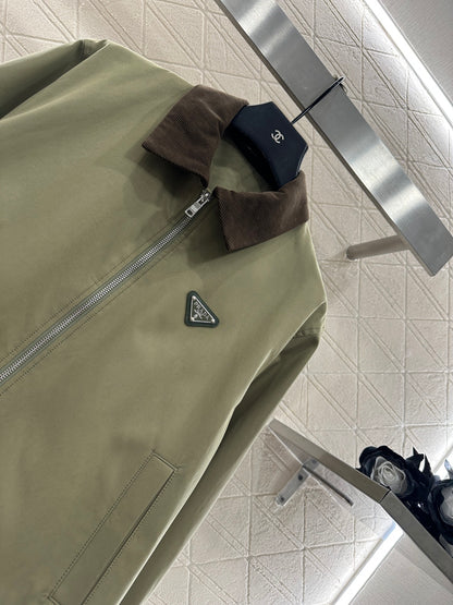 Corduroy collar contrasting jacket jacket