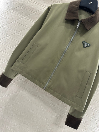 Corduroy collar contrasting jacket jacket