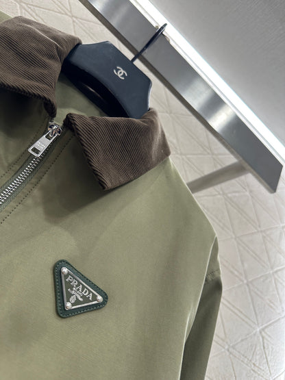 Corduroy collar contrasting jacket jacket