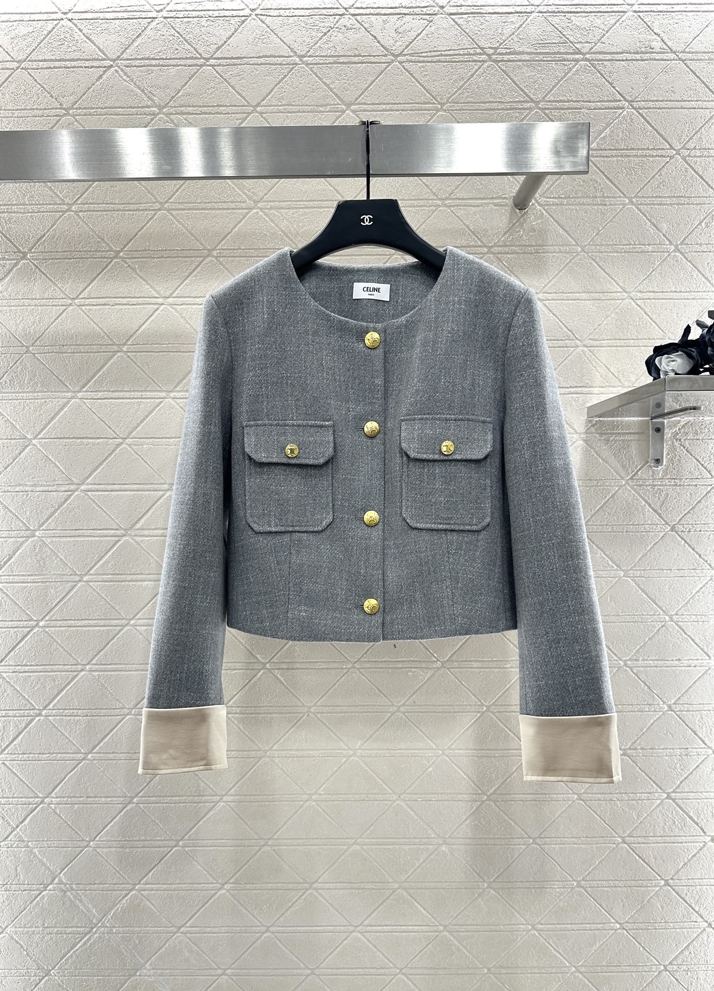 Round neck patchwork sleeve jacket half skirt set