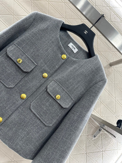 Round neck patchwork sleeve jacket half skirt set