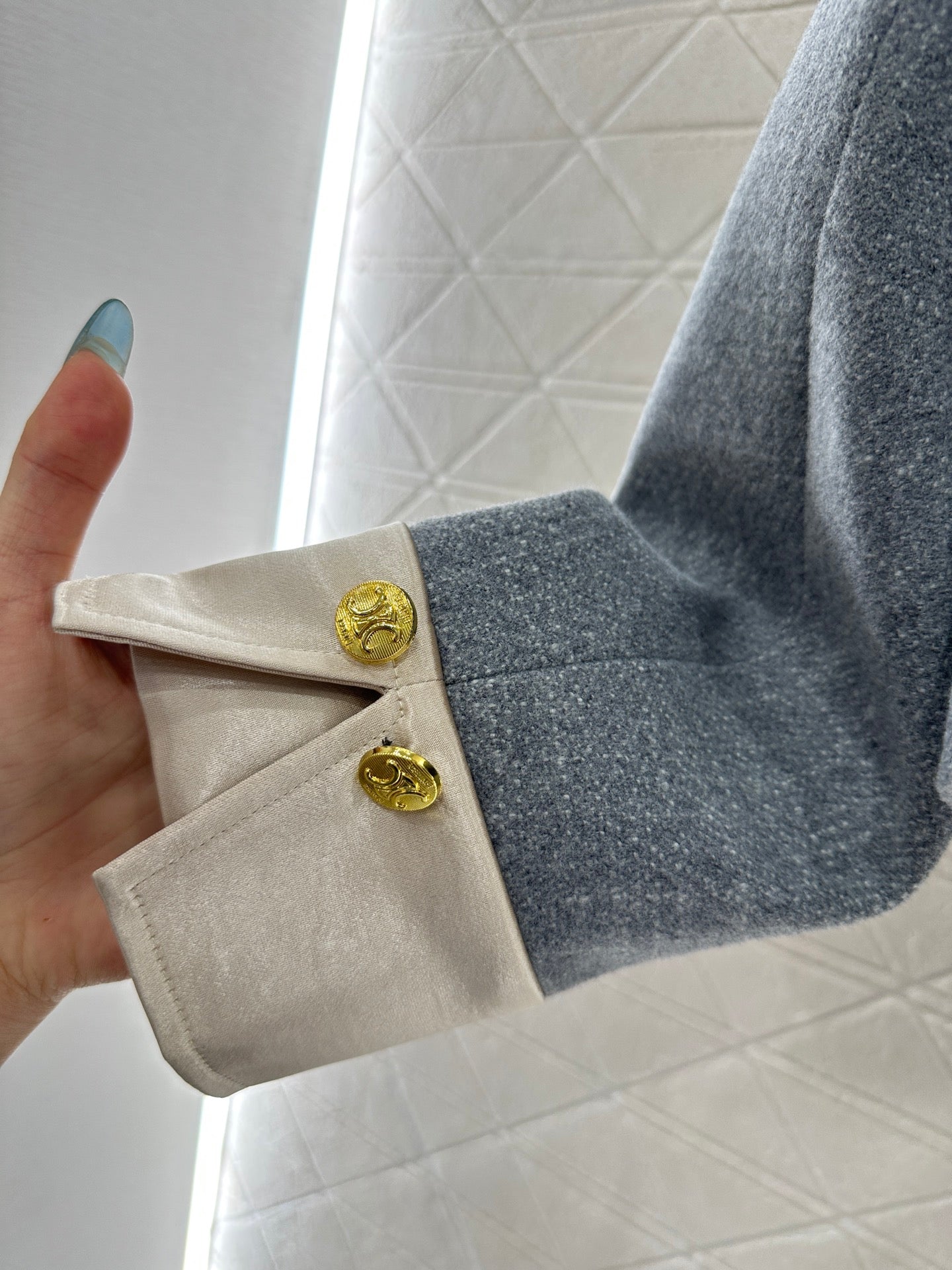 Round neck patchwork sleeve jacket half skirt set