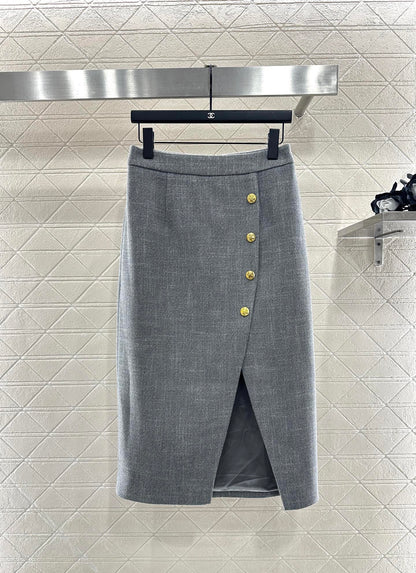 Round neck patchwork sleeve jacket half skirt set