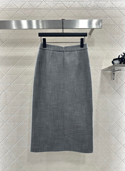 Round neck patchwork sleeve jacket half skirt set