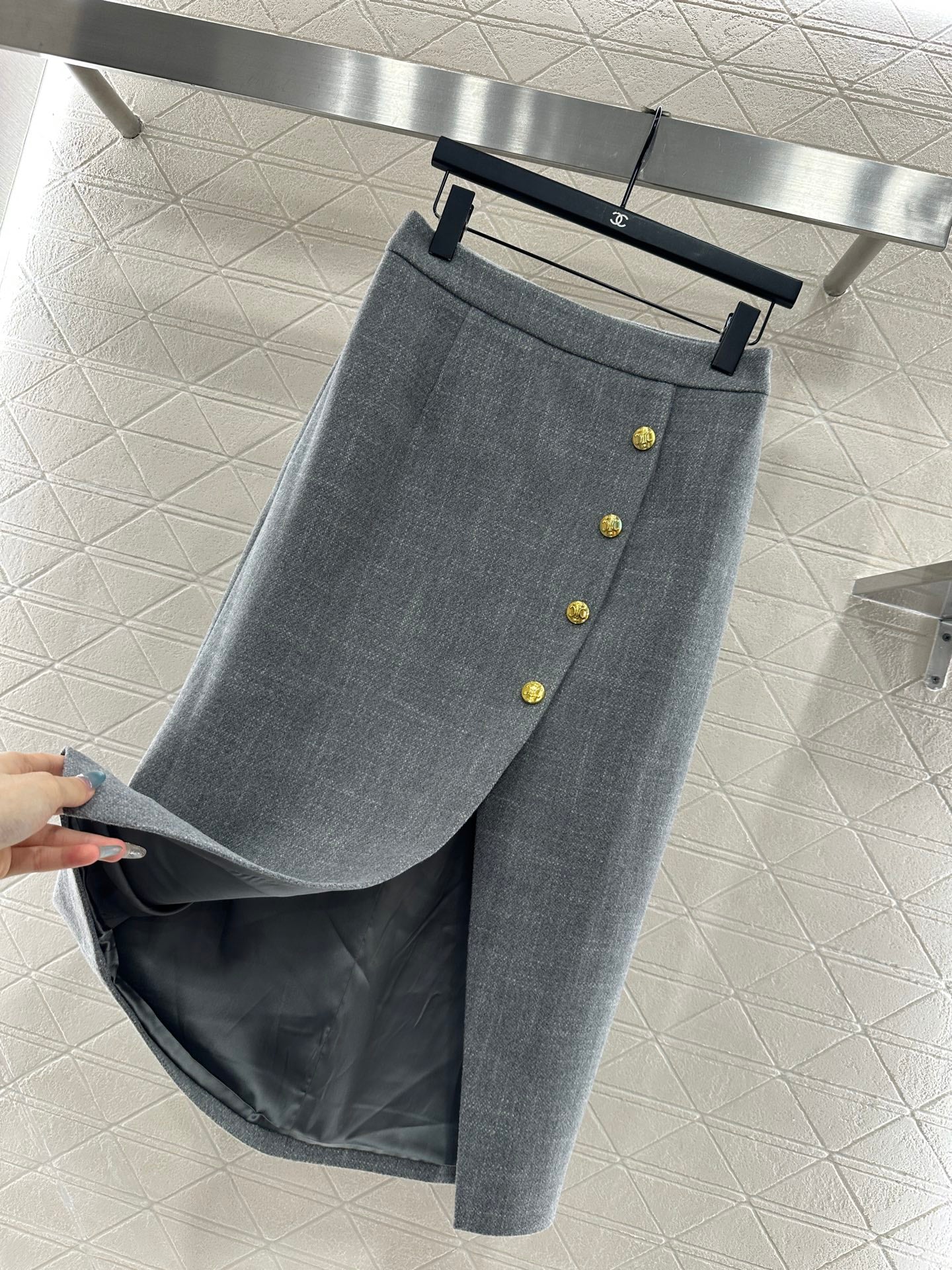 Round neck patchwork sleeve jacket half skirt set