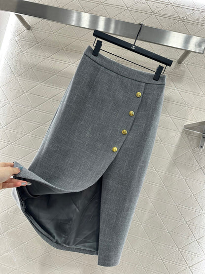 Round neck patchwork sleeve jacket half skirt set