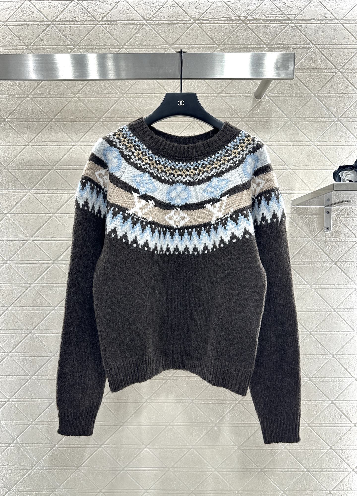 Heavy industry crochet round neck pullover sweater