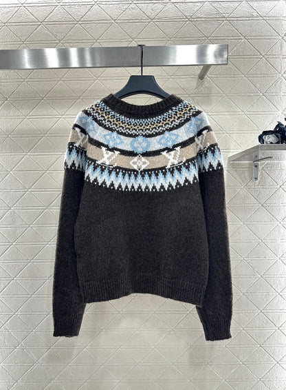 Heavy industry crochet round neck pullover sweater