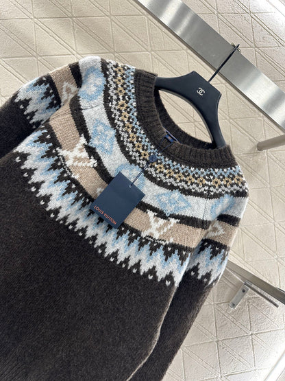 Heavy industry crochet round neck pullover sweater