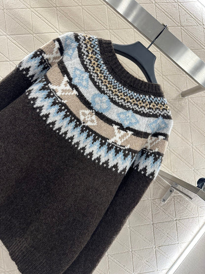 Heavy industry crochet round neck pullover sweater