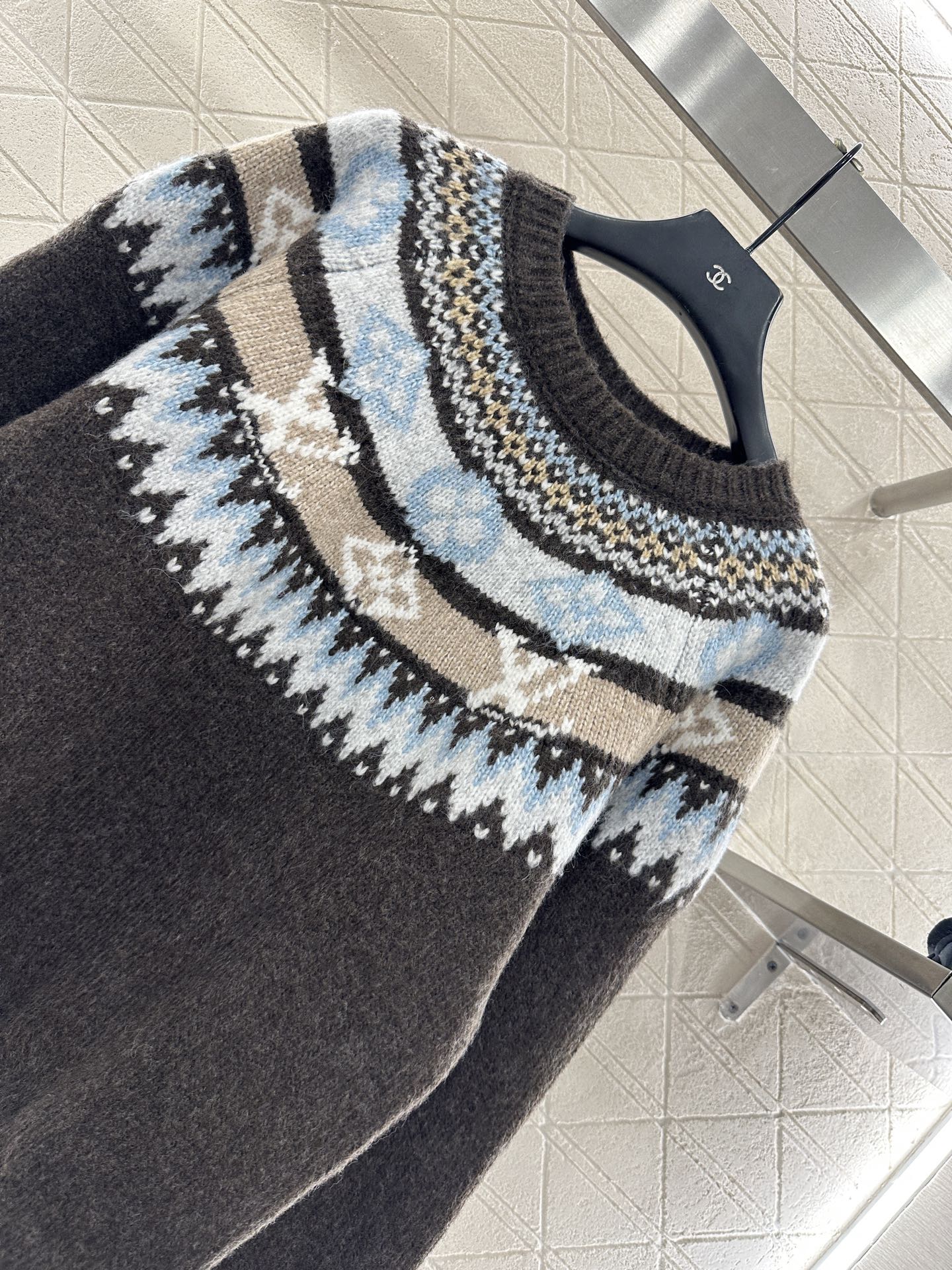 Heavy industry crochet round neck pullover sweater