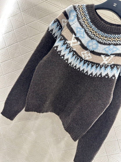 Heavy industry crochet round neck pullover sweater