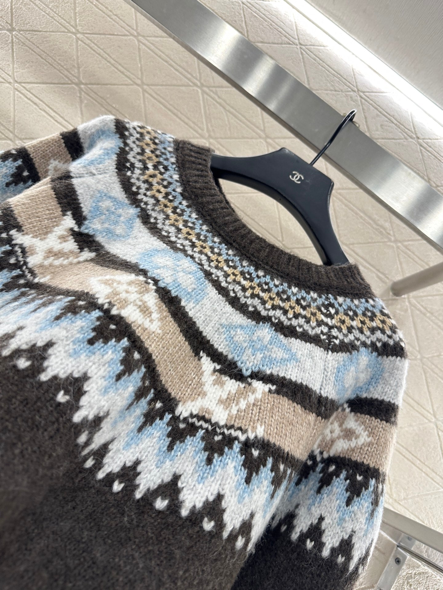 Heavy industry crochet round neck pullover sweater