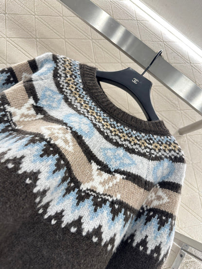 Heavy industry crochet round neck pullover sweater