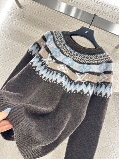Heavy industry crochet round neck pullover sweater