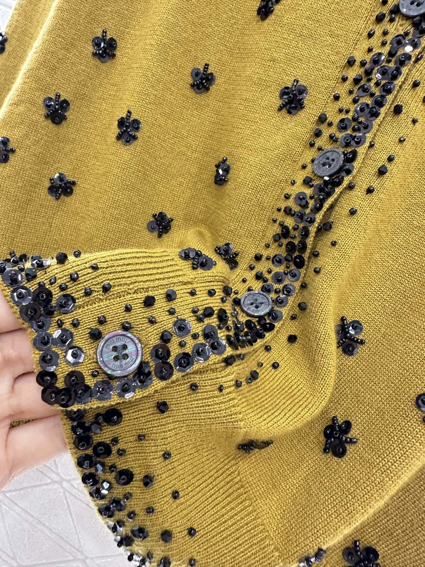 Sequin studded knitted cardigan