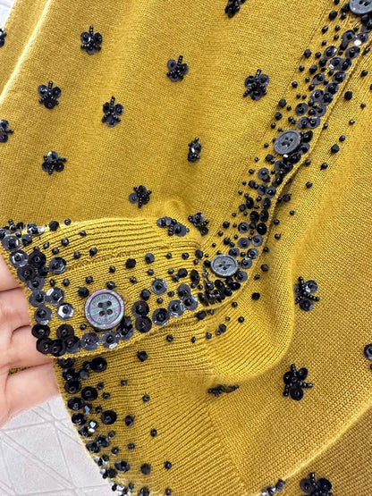 Sequin studded knitted cardigan