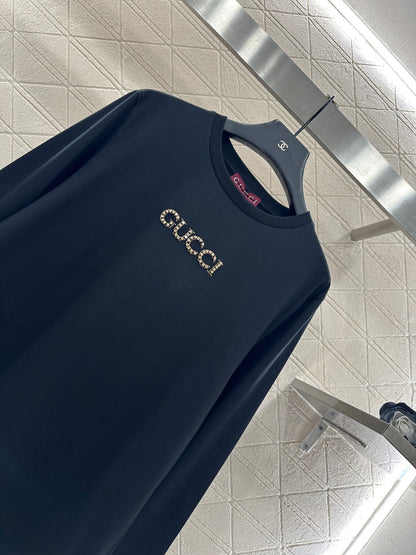 Rhinestone letter long sleeved shirt