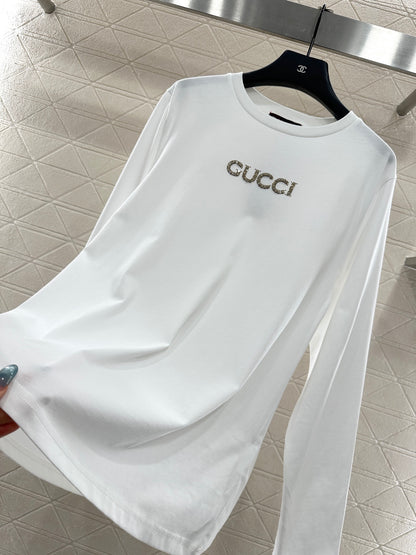 Rhinestone letter long sleeved shirt