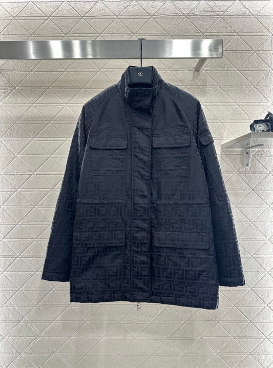 Jacquard cotton coat windbreaker jacket