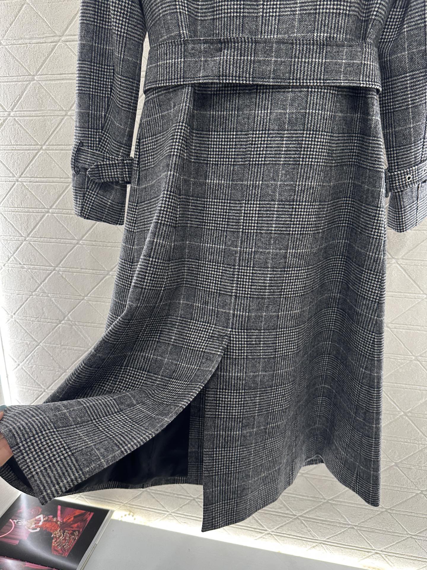 Plaid shawl double breasted windbreaker