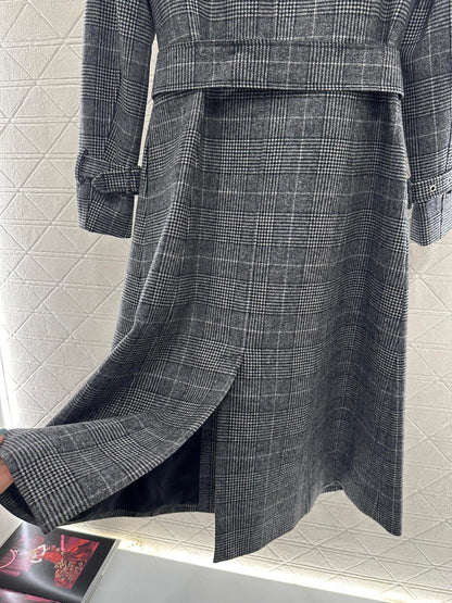 Plaid shawl double breasted windbreaker