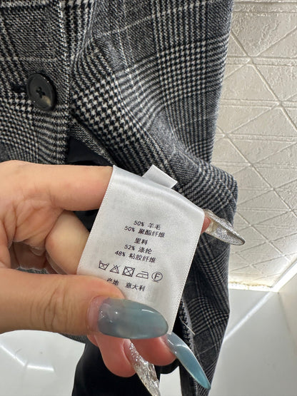 Plaid shawl double breasted windbreaker