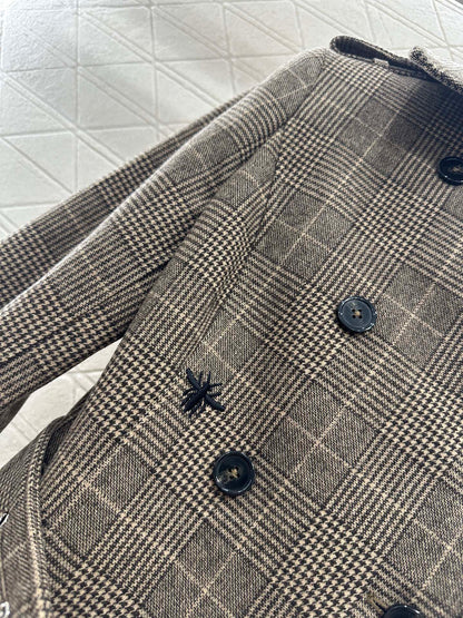 Plaid shawl double breasted windbreaker