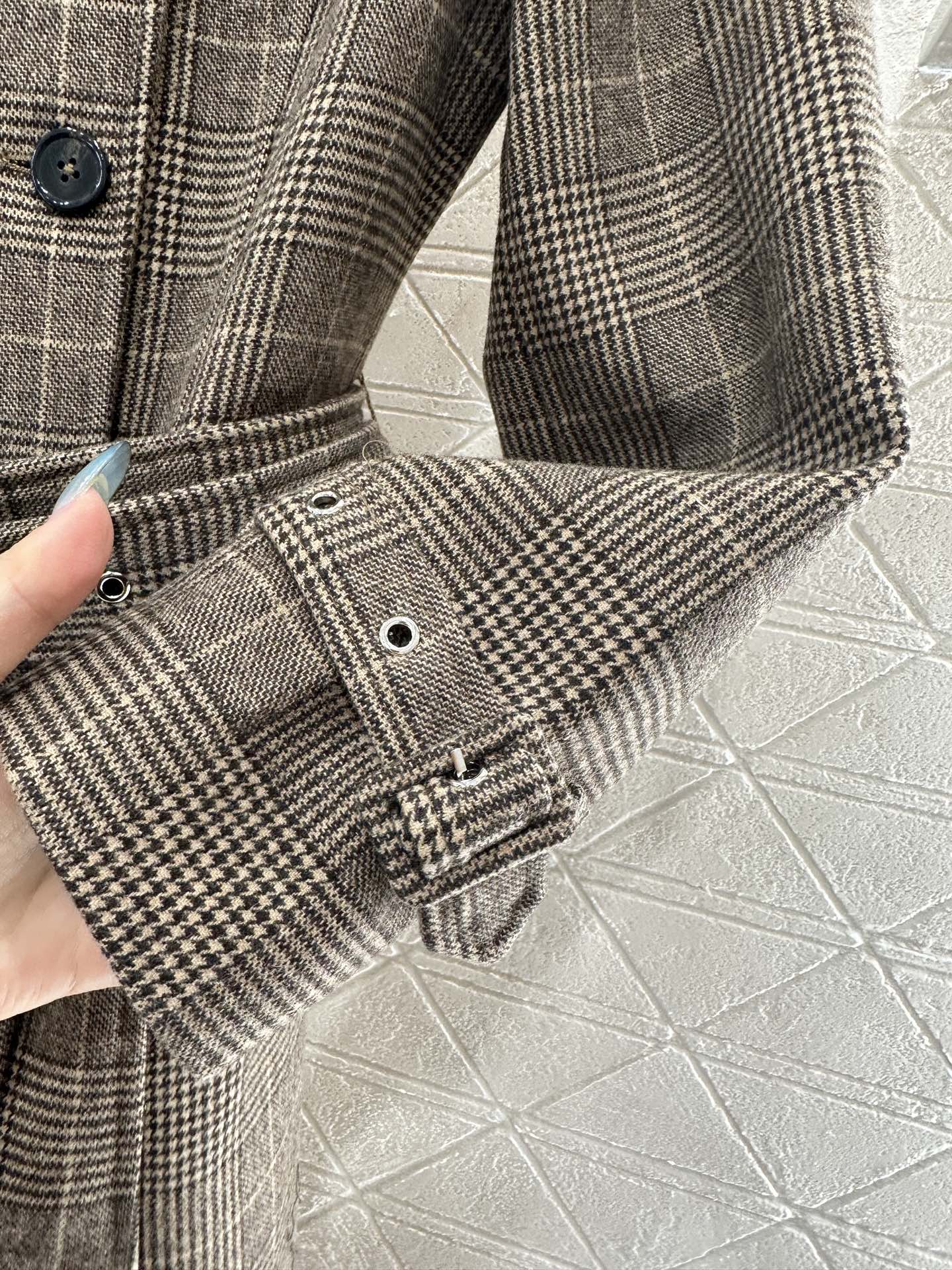 Plaid shawl double breasted windbreaker