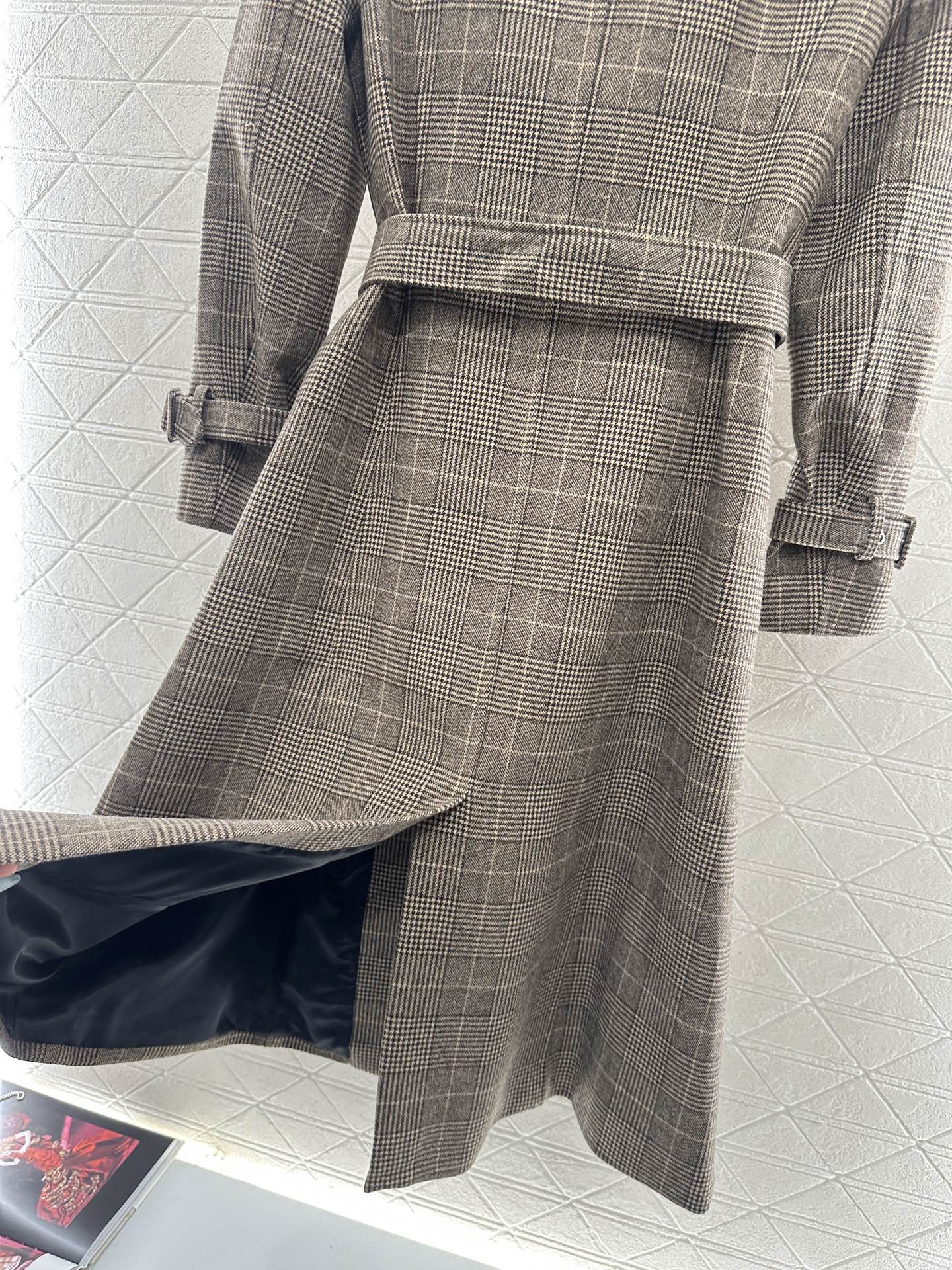 Plaid shawl double breasted windbreaker