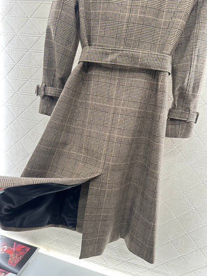 Plaid shawl double breasted windbreaker