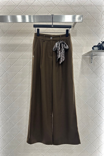 Silk scarf wide leg pants