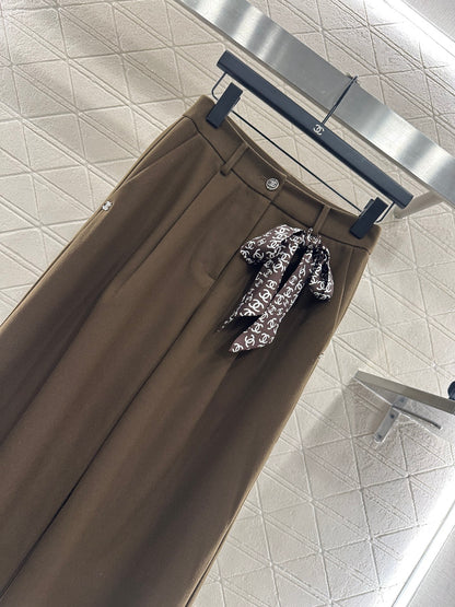 Silk scarf wide leg pants