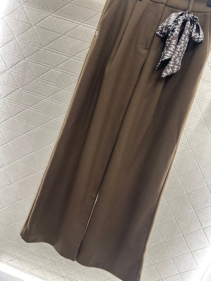 Silk scarf wide leg pants