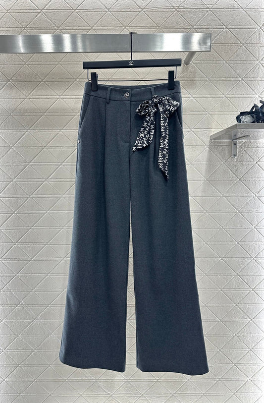 Silk scarf wide leg pants