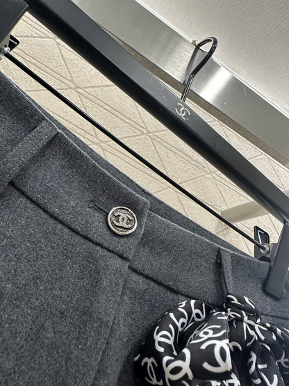 Silk scarf wide leg pants