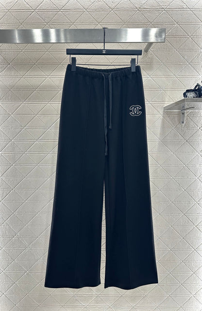 High waisted drawstring wide leg pants