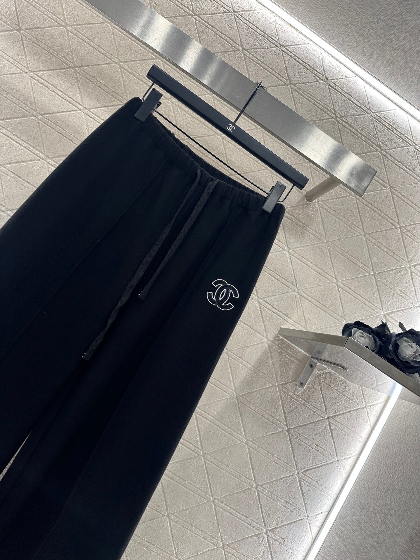 High waisted drawstring wide leg pants